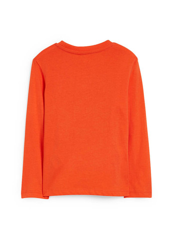 Оранжево-красный демисезонный кэжуал лонгслив C&A с рисунком