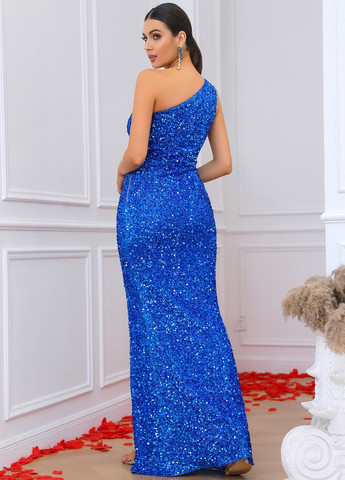 Синя вечірня, святковий сукня на одне плече SHEIN однотонна
