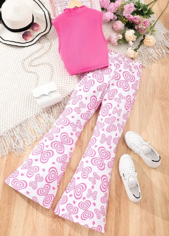 Рожевий літній комплект (топ, штани) SHEIN