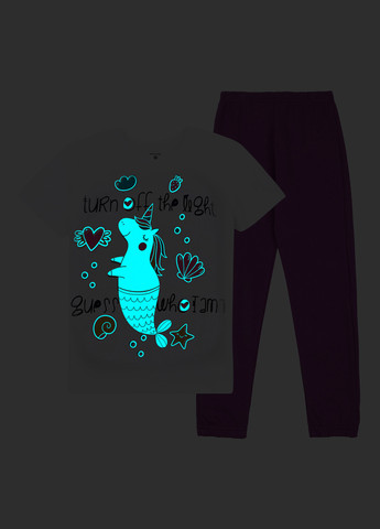 Белая всесезон пижама (футболка, брюки) футболка + брюки Garnamama