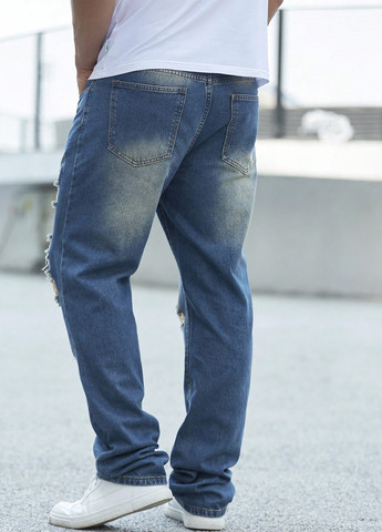 Синие демисезонные зауженные джинсы SHEIN