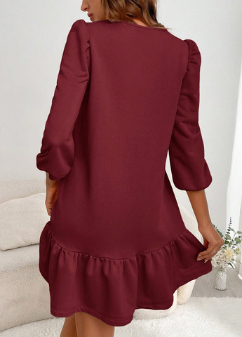 Бордова кежуал сукня а-силует SHEIN однотонна