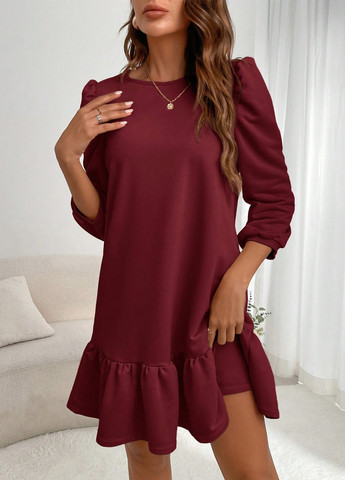 Бордова кежуал сукня а-силует SHEIN однотонна