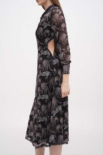 Черное кэжуал платье клеш Mohito с рисунком