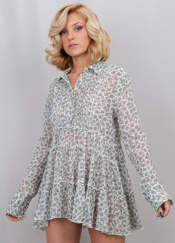 Светло-серое кэжуал платье рубашка Ralph Lauren с цветочным принтом