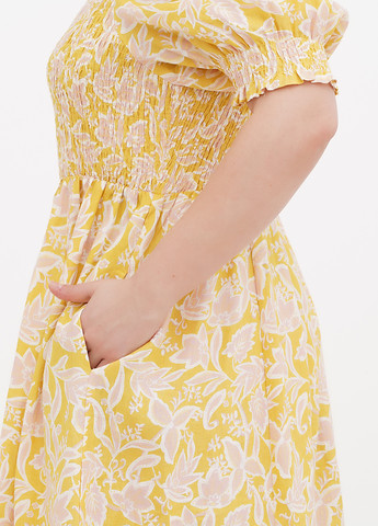 Горчичное кэжуал платье клеш Boden с цветочным принтом