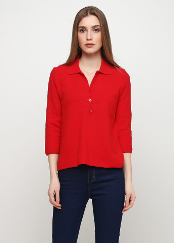 Красная женская футболка-поло United Colors of Benetton однотонная
