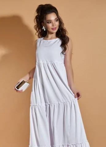 Білий коктейльна сукня дзвін, з спідницею-сонце, а-силует FashionYouWant однотонна