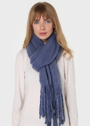 Теплый зимний шерстяной шарф с китицами (185*40см) 446004 Merlini однотонный синий кэжуал шерсть