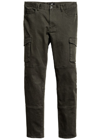 Темно-зеленые кэжуал демисезонные карго брюки H&M