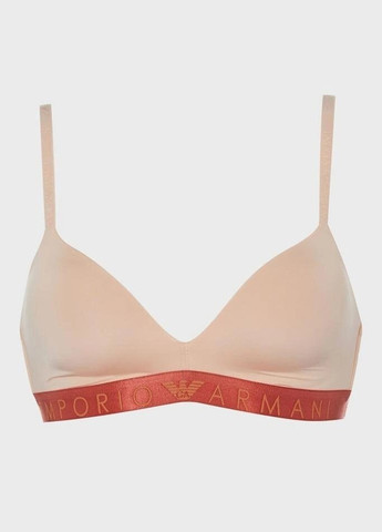 Бежевый бралетт бюстгальтер Emporio Armani без косточек полиамид