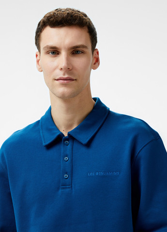 Темно-голубой футболка-поло для мужчин Les Benjamins однотонная
