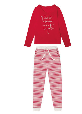 Красная зимняя пижама (лонгслив, брюки) Esmara