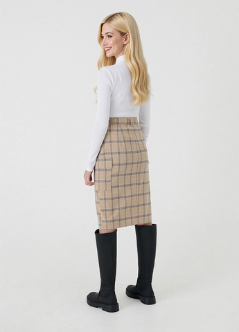 Бежевая кэжуал в клетку юбка Sinsay