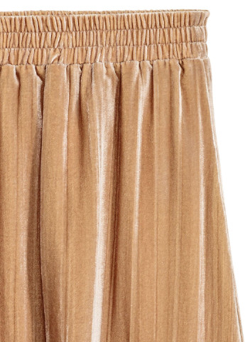 Темно-бежевая кэжуал однотонная юбка H&M плиссе, клешированная