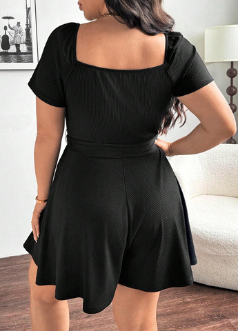 Комбінезон SHEIN комбінезон-шорти однотонний чорний кежуал поліестер, трикотаж