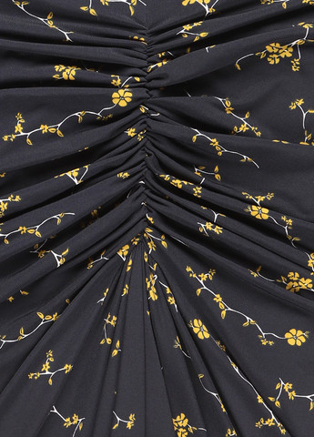 Черное коктейльное платье с открытыми плечами Apart с цветочным принтом