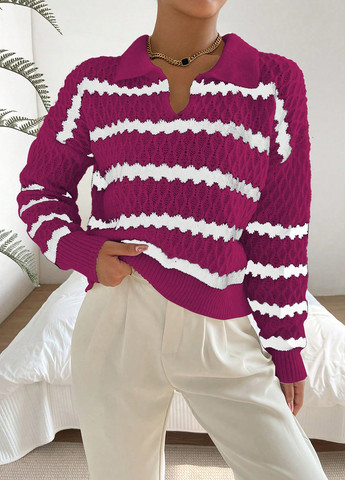 Вишневый демисезонный свитер SHEIN