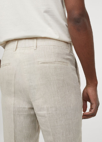 Светло-бежевые кэжуал летние зауженные, укороченные брюки H&M