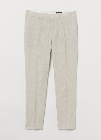 Светло-бежевые кэжуал летние зауженные, укороченные брюки H&M