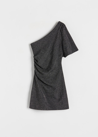 Черное вечернее, коктейльное платье на одно плечо Reserved однотонное