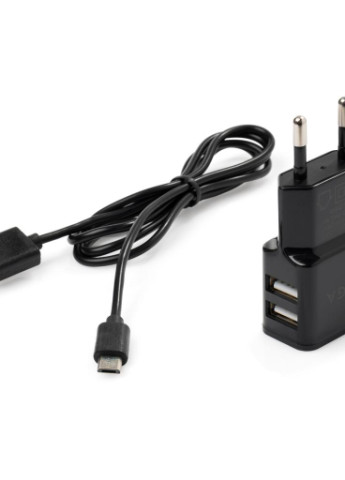 Зарядное устройство 2 Port USB Wall Charger 2.1A + microUSB cable (VCPWCH2USB2ACMBK) Vinga (216637139)