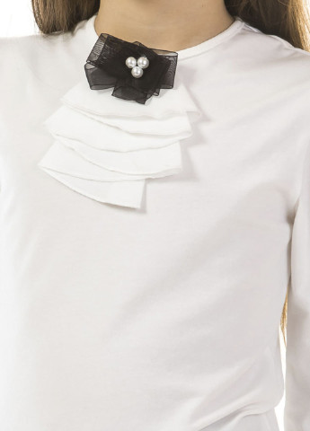 Молочная однотонная блузка с длинным рукавом Kids Couture демисезонная