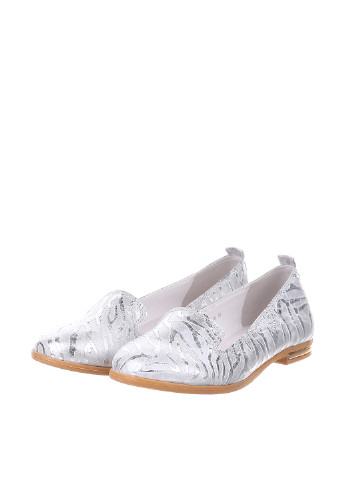 Серебряные женские кэжуал туфли с глиттером на низком каблуке украинские - фото