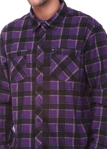 Фиолетовая кэжуал рубашка в клетку Quiksilver с длинным рукавом