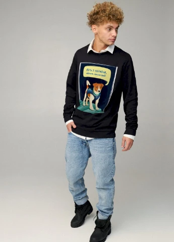Черный світшот чоловічий oversize /no flis/ YAPPI рисунок (254557831)
