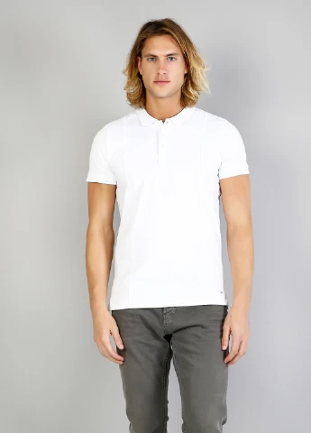 Белая футболка-поло для мужчин Colin's однотонная