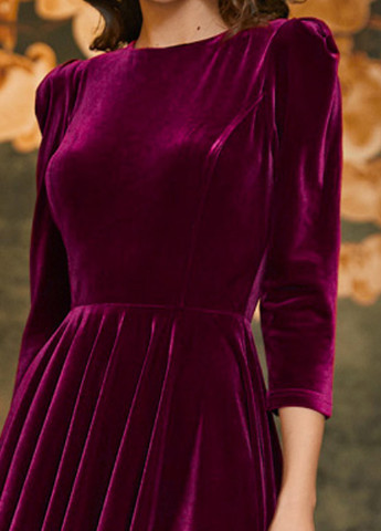 Бордовое кэжуал бордовое велюровое платье клеш SL.IRA однотонное