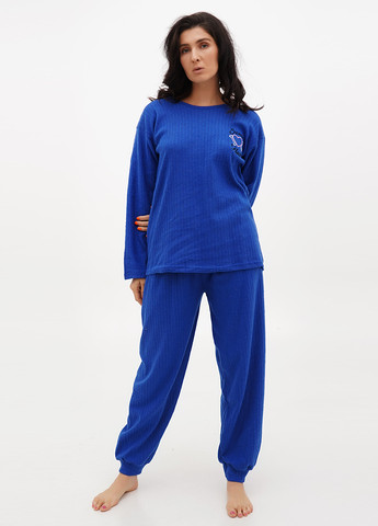 Синяя всесезон пижама (лонгслив, брюки) лонгслив + брюки Fashion