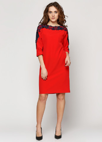 Красное кэжуал платье с длинным рукавом Ruta-S однотонное