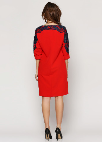 Красное кэжуал платье с длинным рукавом Ruta-S однотонное