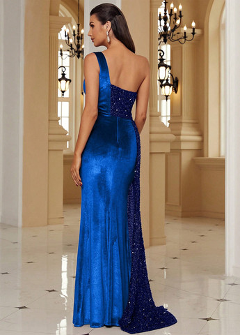 Синя кежуал сукня на одне плече SHEIN однотонна