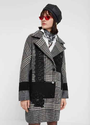 Серое демисезонное Пальто Desigual