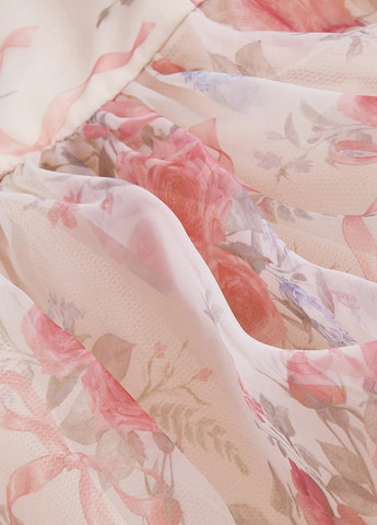 Светло-розовое вечернее платье со шлейфом, баллон, в стиле ампир SHEIN розы