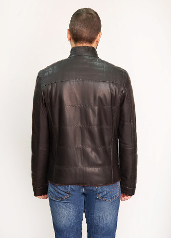 Темно-коричневая зимняя куртка кожаная Fabio Monti