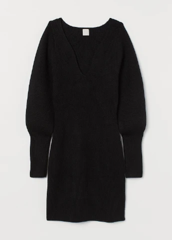 Черное кэжуал платье H&M однотонное