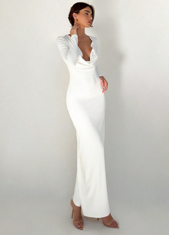 Белое вечернее платье силуэтная SHEIN однотонное