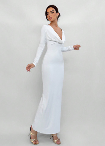 Белое вечернее платье силуэтная SHEIN однотонное