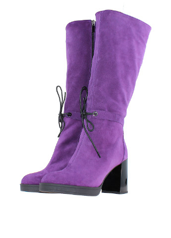 Женские фиолетовые сапоги Franzini с бантом и на высоком каблуке