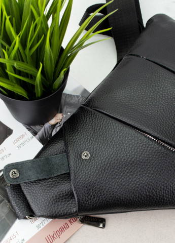 Сумка шкіряна чоловіча Driver 19858-1 через плече чорна трикутна De Esse (256116287)