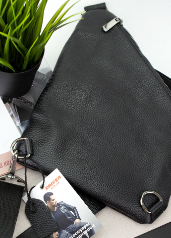 Сумка шкіряна чоловіча Driver 19858-1 через плече чорна трикутна De Esse (256116287)