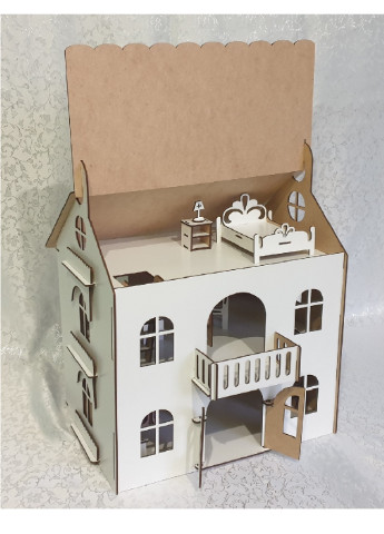 Трехэтажный кукольный домик для игрушек ручной работы из дерева с массандрой для ребенка с мебелью 49х21х50 см (473129-Prob) Unbranded (253918803)