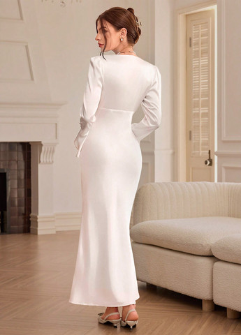 Білий вечірня, святковий сукня годе SHEIN однотонна