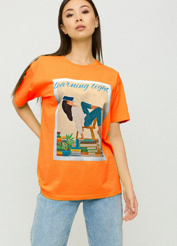 Оранжевая демисезон футболка oversize / air print / YAPPI