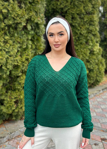 Темно-зелений демісезонний пуловер пуловер No Brand