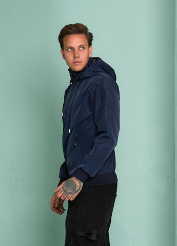 Темно-синяя демисезонная куртка ветровка из плащевой ткани с подкладкой Tailer